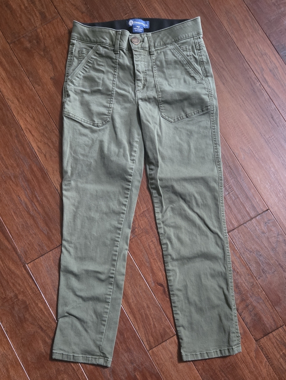 Democracy Ab Solution Womens Olive Utility Chino Pants 6 Petite